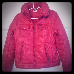 LEE Red thin puffer jacket size small womens